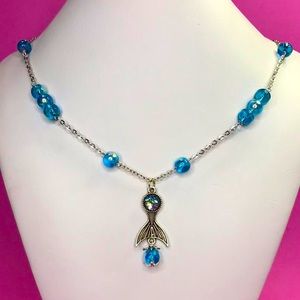 NWT Mermaid Siren Necklace Aqua Opalite Beads Silver 🦄3 for $15 /4 for $20🦄